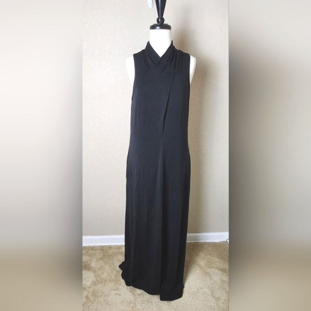 Garnet Hill High Neck Maxi Sleeveless Dress Womens Black Size M